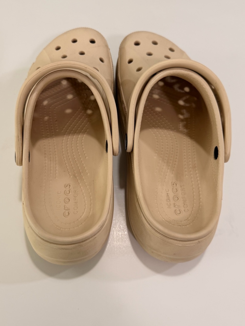 Crocs Iconic Comfort Chunky Platform Slip On Clogs Beige Tan Size 9 - Picture 5 of 9